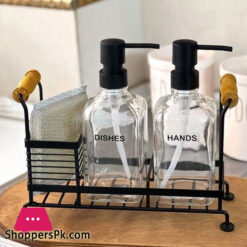 Limon Dishwashing Liquid Soup Dispenser Set Two Pieces Of Glass With A Sponge Iran Made