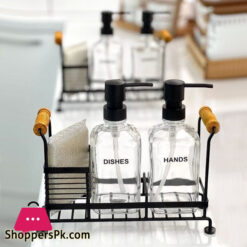 Limon Dishwashing Liquid Soup Dispenser Set Two Pieces Of Glass With A Sponge Iran Made