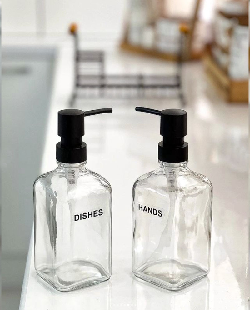 Limon Dishwashing Liquid Soup Dispenser Set Two Pieces Of Glass With A Sponge Iran Made