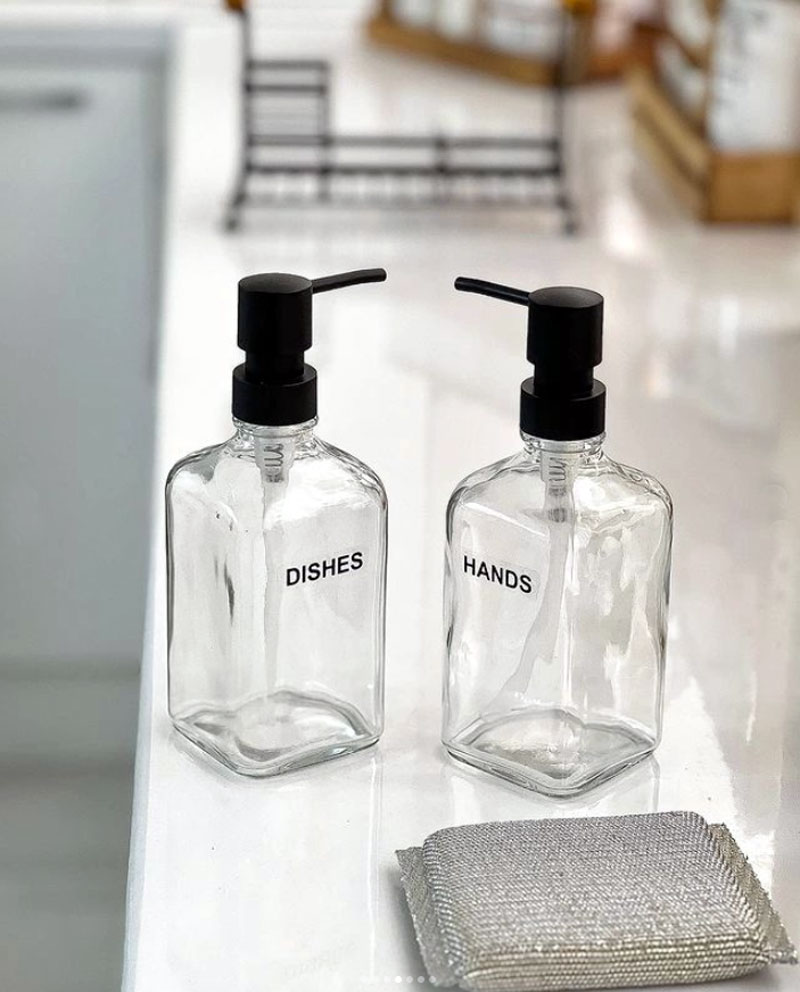 Limon Dishwashing Liquid Soup Dispenser Set Two Pieces Of Glass With A Sponge Iran Made