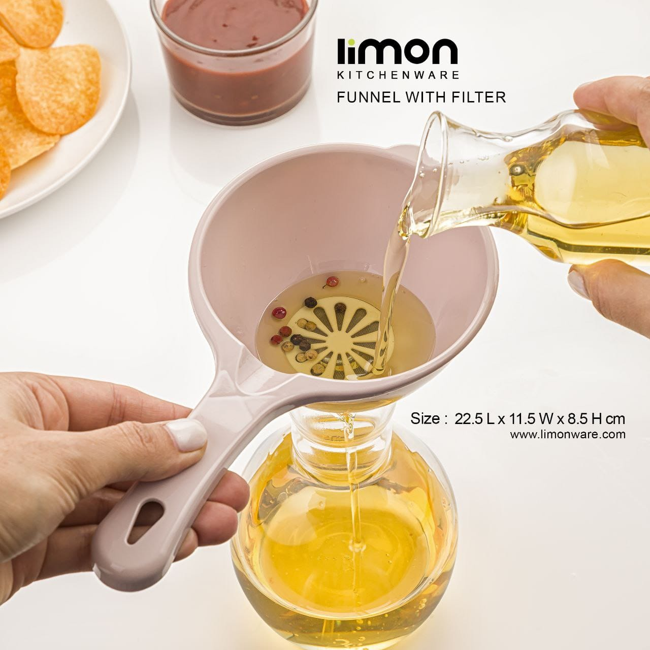 Limon Practical Oil Funnel With Filter Fine Screen Kitchen Utensil Oil Strainer