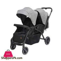 Moon Dois Easy Foldable Twin Stroller Pram With Adjustable Leg Rest
