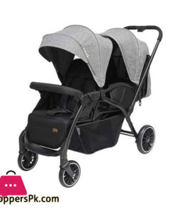 Moon Dois Easy Foldable Twin Stroller Pram With Adjustable Leg Rest