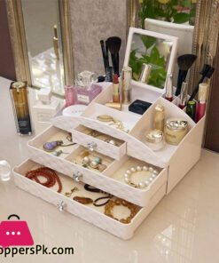 Plastic Storage Cabinet with Drawers Double Layer Makeup Organizer Jewelry Box Desk