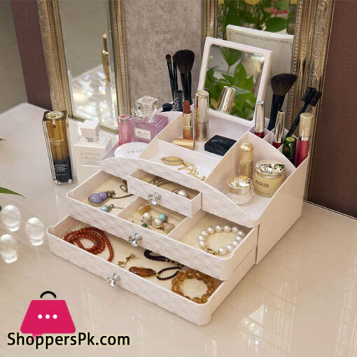 Plastic Storage Cabinet with Drawers Double Layer Makeup Organizer Jewelry Box Desk