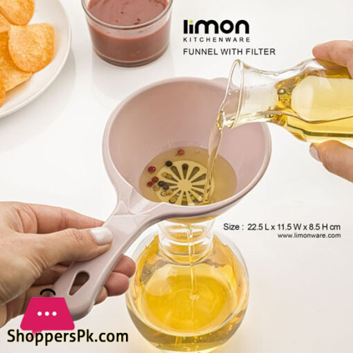Limon Practical Oil Funnel with Filter Fine Screen Kitchen Utensil Oil Strainer