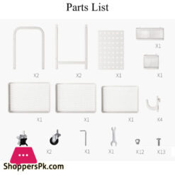 Binca Rolling Island 3 Tier Rolling Cart Metal Beverage Cart White With Wheels Multifunctional For Living Room And Bedroom-White &Amp; Black