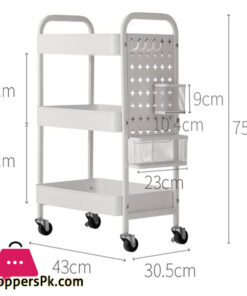 Binca Rolling Island 3 Tier Rolling Cart Metal Beverage Cart White With Wheels Multifunctional For Living Room And Bedroom-White &Amp; Black 13 Binca Rolling Island 3 Tier Rolling Cart Metal Beverage Cart White With Wheels Multifunctional For Living Room And Bedroom-White &Amp; Black - Image 5
