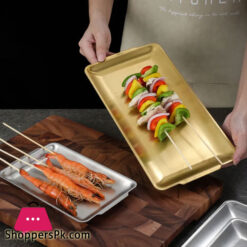 Goldenstainless Steel Shallow Trays Bbq Sushi Flat Dish 22 X 14 Cm
