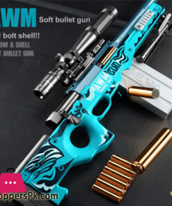 Toy Guns Weapons AWM Sniper Rifle Blaster Manual Airsoft Firing Air Heat Gun Pistol With Soft Bullet Shells For Adults CS