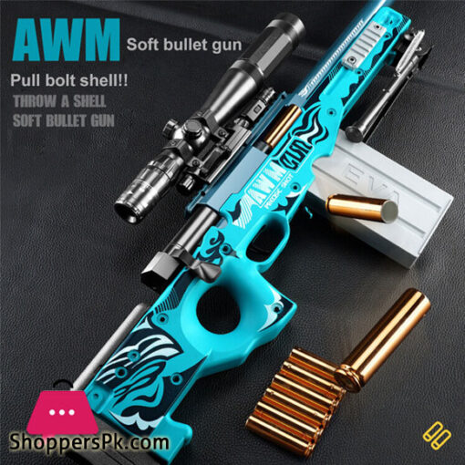 Toy Guns Weapons AWM Sniper Rifle Blaster Manual Airsoft Firing Air Heat Gun Pistol With Soft Bullet Shells For Adults CS