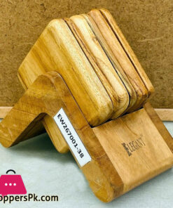 Wood Elegant Table Wood Tea Coaster Tea Mat with Stand Beige - EW267001