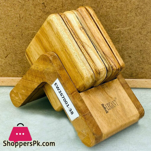Wood Elegant Table Wood Tea Coaster Tea Mat with Stand Beige - EW267001