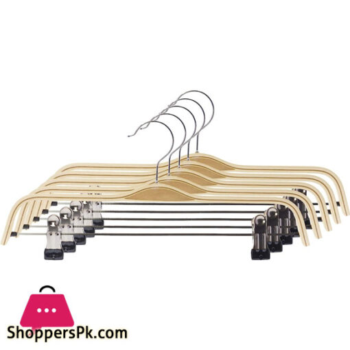Wooden Clothes Hangers with Clip Pack of 3 Clothes Hangers and Trouser Hangers
