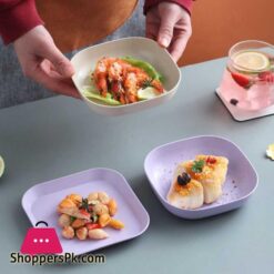 10Pcs Plates With Stand Modern Simple Dinner Plate Round Square 57 Inch Multiple Color Wheat Straw Nordic Plastic Plate Fruit Vegetable Plate Food Tray