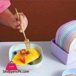 10Pcs Plates With Stand Modern Simple Dinner Plate Round Square 57 Inch Multiple Color Wheat Straw Nordic Plastic Plate Fruit Vegetable Plate Food Tray