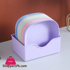 10Pcs Plates With Stand Modern Simple Dinner Plate Round Square 57 Inch Multiple Color Wheat Straw Nordic Plastic Plate Fruit Vegetable Plate Food Tray