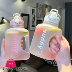 1L Sunny Water Bottle With Straw, Transparent Frosted Plastic Water Bottle, 1000Ml Portable Climbing Travel Drink Cup, Outdoor Gradient Drink Bottle, Plastic Reusable Water Cup