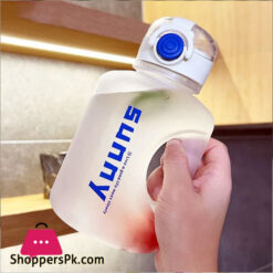 1L Sunny Water Bottle With Straw, Transparent Frosted Plastic Water Bottle, 1000Ml Portable Climbing Travel Drink Cup, Outdoor Gradient Drink Bottle, Plastic Reusable Water Cup