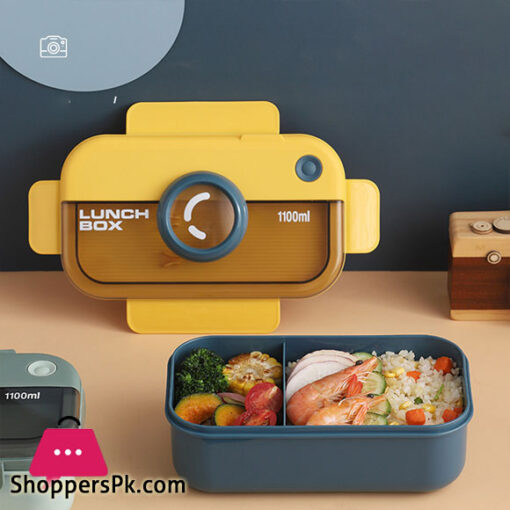 2 Compartments Bento Lunch Box Leak Proof Food Storage Container for Office School Daily Use