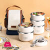 2 Layer Stainless Steel Lunch Box With Spoon Portable Japanese Style With Thermal Bag