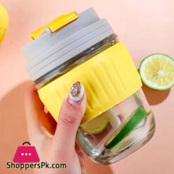 350Ml Double Drinking Glass Tumbler Cup With Straw Portable Female Coffee Mug Lovely Fruit Juice Soymilk Milk Travel