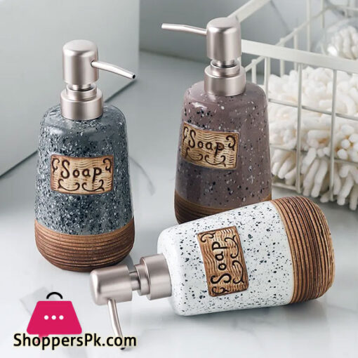 420ml Retro Ceramic Soap Dispenser Bathroom Product Liquid Soap Dispensers Shower Gel Shampoo Bottle Home Decoration
