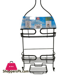 Bathroom Hanging Shower Caddy, Over Head Shower Organizer Hanging Basket Storage Shampoo Conditioner Soap With Hooks For Razor And Sponge Rustproof