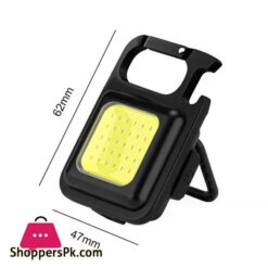 Cob Rechargeable Keychain Mini Small Flashlight 3 Light Modes Portable Pocket Light With Folding Bracket Bottle Opener And Magnet Base For Fishing Walking And Camping