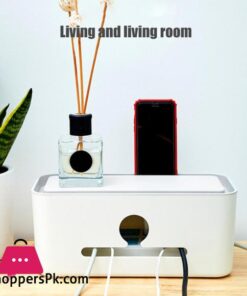 Desktop Cables Storage Box Power Wires Line Collector Organizer Box with Phone Stand