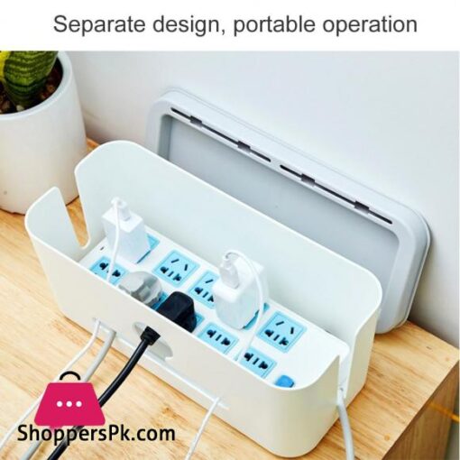 Desktop Cables Storage Box Power Wires Line Collector Organizer Box with Phone Stand