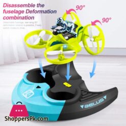 Hjlxmf Mini 3 In 1 Sea Land Air Flight Remote Control Car Boat Rc Quadcopter Drone Aircraft Hovercraft Toy Rc Helicopter For Kids Christmas Surprise Gift With Three Batteries