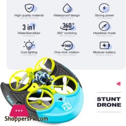 Hjlxmf Mini 3 In 1 Sea Land Air Flight Remote Control Car Boat Rc Quadcopter Drone Aircraft Hovercraft Toy Rc Helicopter For Kids Christmas Surprise Gift With Three Batteries