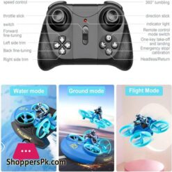 Hjlxmf Mini 3 In 1 Sea Land Air Flight Remote Control Car Boat Rc Quadcopter Drone Aircraft Hovercraft Toy Rc Helicopter For Kids Christmas Surprise Gift With Three Batteries