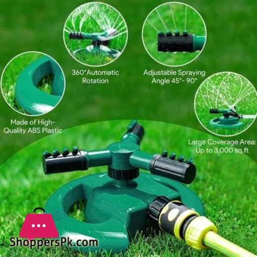 High quality Automatic Rotating Plastic 3 arm garden sprinklers for garden 360 irrigation system
