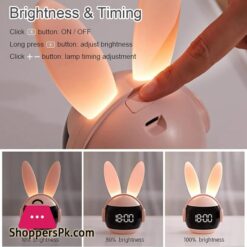 Nebdkry Kids Alarm Clock For Kids Bunny Alarm Clocks For Girls Boys Pink Kid Alarm Clock With Ringtones Night Light Rechargeable Snoozing