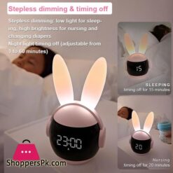 Nebdkry Kids Alarm Clock For Kids Bunny Alarm Clocks For Girls Boys Pink Kid Alarm Clock With Ringtones Night Light Rechargeable Snoozing