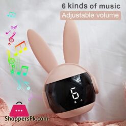 Nebdkry Kids Alarm Clock For Kids Bunny Alarm Clocks For Girls Boys Pink Kid Alarm Clock With Ringtones Night Light Rechargeable Snoozing