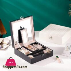 Ive Dream Leather Jewelry Box Multi Layer Large Capacity Multi Function Jewelry Storage Box Ear Studs Rings Jewelry Organizer Black 1