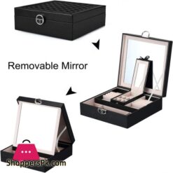 Ive Dream Leather Jewelry Box Multi Layer Large Capacity Multi Function Jewelry Storage Box Ear Studs Rings Jewelry Organizer Black 1