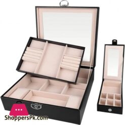 Ive Dream Leather Jewelry Box Multi Layer Large Capacity Multi Function Jewelry Storage Box Ear Studs Rings Jewelry Organizer Black 1