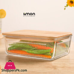 Limon Glass Container with wooden Lid 1.1 liters Iran Made