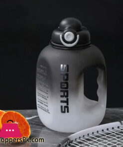 Motivational Sports Water Bottle with Time Marker & Straw, Leakproof BPA Free Reusable Fitness Water Jug for Gym, Work and Outdoor 2L Large