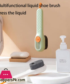 Multifunctional Soap Liquid Dispenser Brush with Handle Shoe Cleaning Laundry Brush Scrub Cleaning Soft Bristle Cleaning Brushes for Clothes and Shoes Household Use For Bathroom and Kitchen