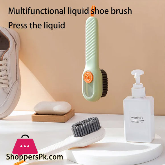 Multifunctional Soap Liquid Dispenser Brush With Handle Shoe Cleaning Laundry Brush Scrub Cleaning Soft Bristle Cleaning Brushes For Clothes And Shoes Household Use For Bathroom And Kitchen