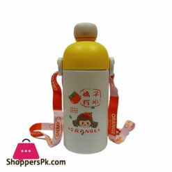 Cartoon Stainless Steel Sipper Water Bottle 500Ml Thermos Cup For Kids With Straw And Carrying Strap High Quality Stainless Steel Childrens Thermos Mug Vacuum Insulated Thermal Bottle For Kids