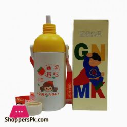 Cartoon Stainless Steel Sipper Water Bottle 500Ml Thermos Cup For Kids With Straw And Carrying Strap High Quality Stainless Steel Childrens Thermos Mug Vacuum Insulated Thermal Bottle For Kids