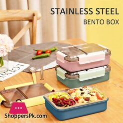 Tedemei Stainless Steel 2 Compartment Leak Proof Lunch Box Portable Separated Officestudents Lunch Box