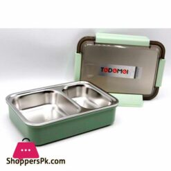 Tedemei Stainless Steel 2 Compartment Leak Proof Lunch Box Portable Separated Officestudents Lunch Box
