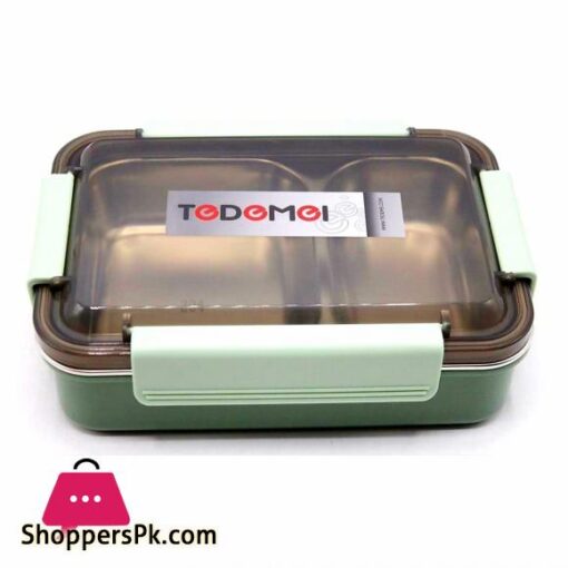 Tedemei Stainless Steel 2 Compartment Leak Proof Lunch Box portable Separated OfficeStudents Lunch Box